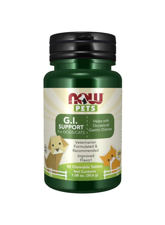 now Foods Pet Health, G.I. Support Supplement, Formulated for Cats & Dogs, NASC Certified, 90 Chewable Tablets - Image 1